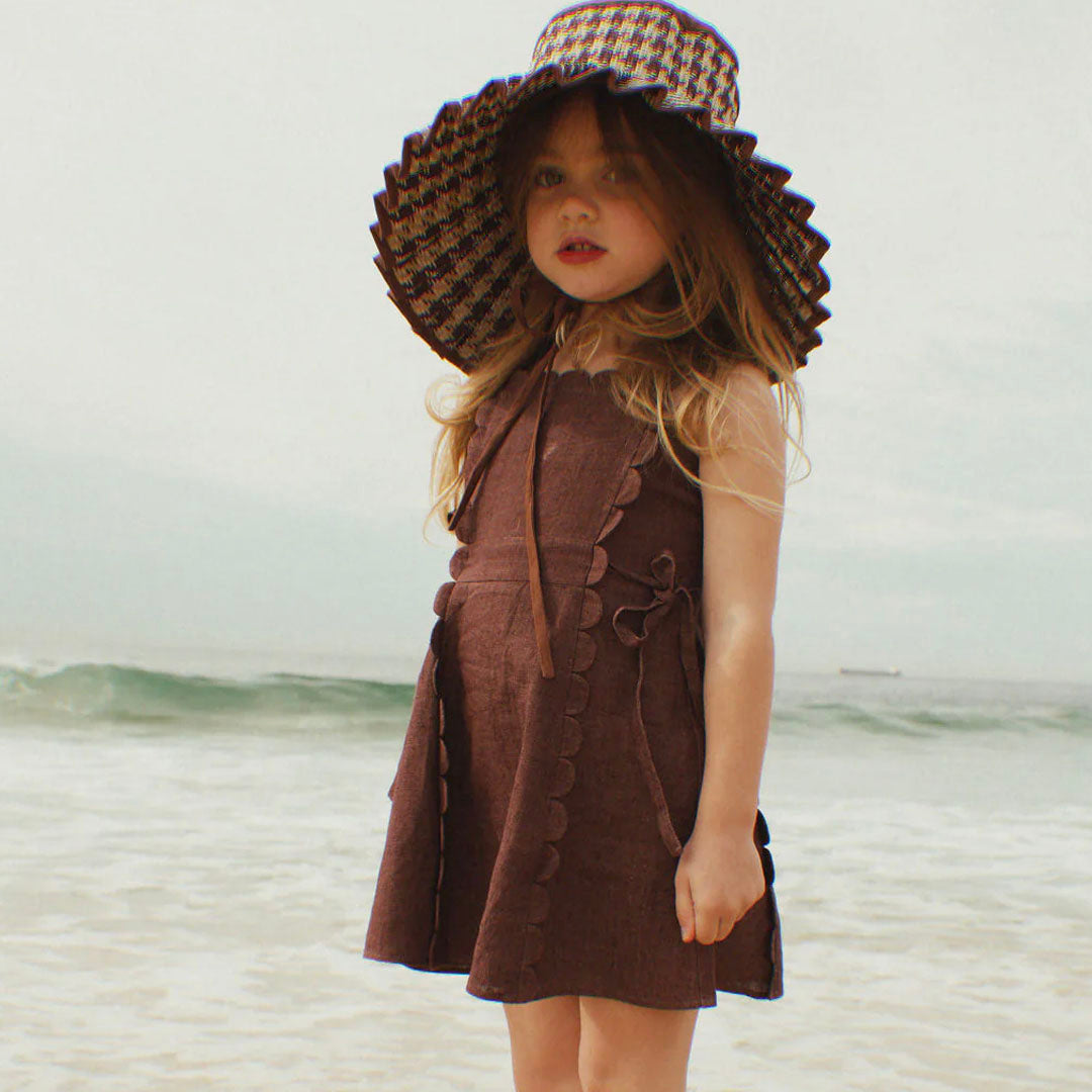 The Freya Linen Dress - Brown Tim & Gerry's Kids Boutique The Freya Linen Dress - Brown Tim & Gerry's Kids Boutique