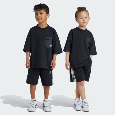 Kids Adidas Shorts Tee Set - Black