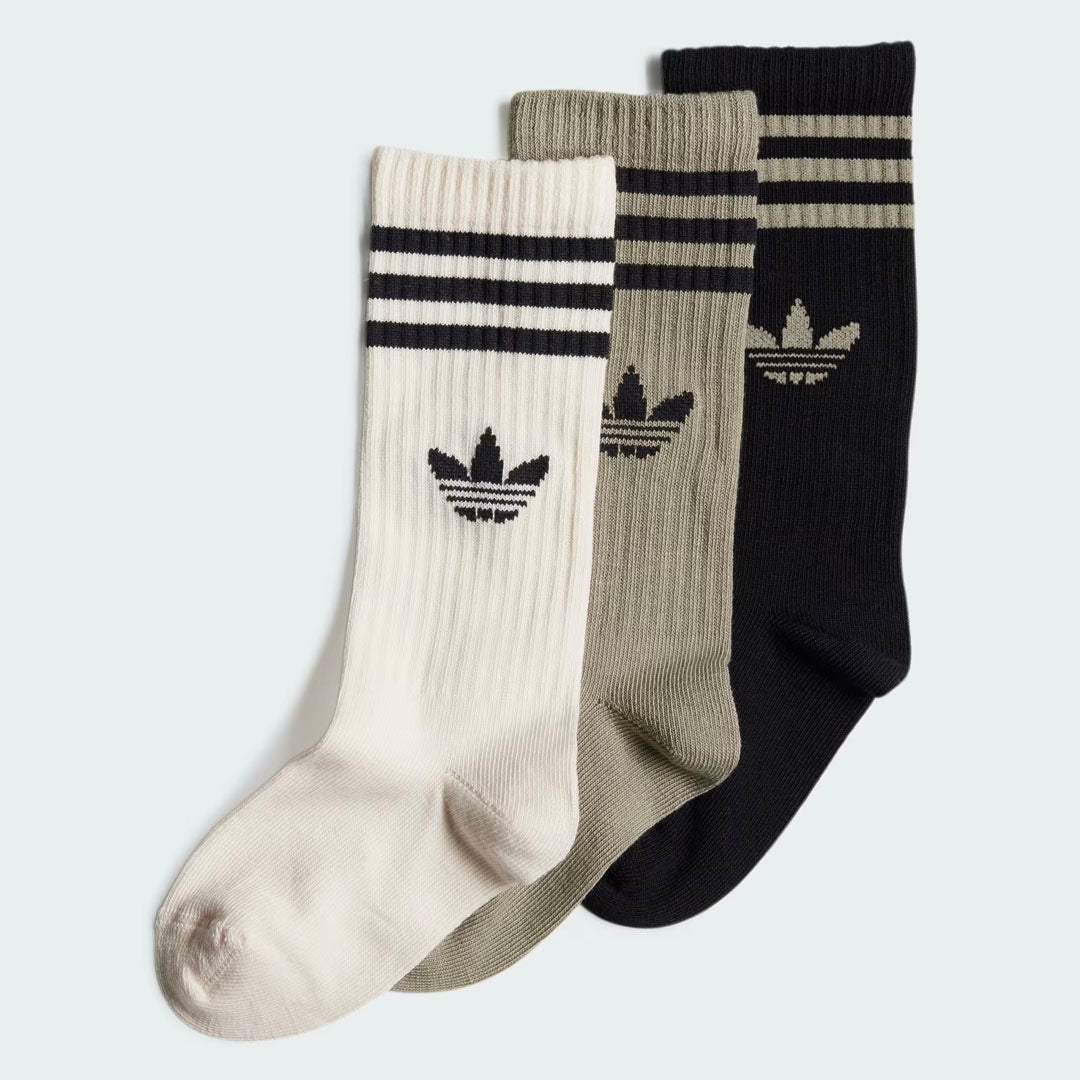 Kids Crew Socks (3 Pairs) - Black / Silver Pebble / Wonder White