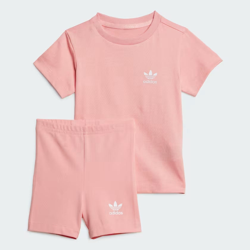 Adidas Cycling Shorts And Tee Set - Semi Pink Spark