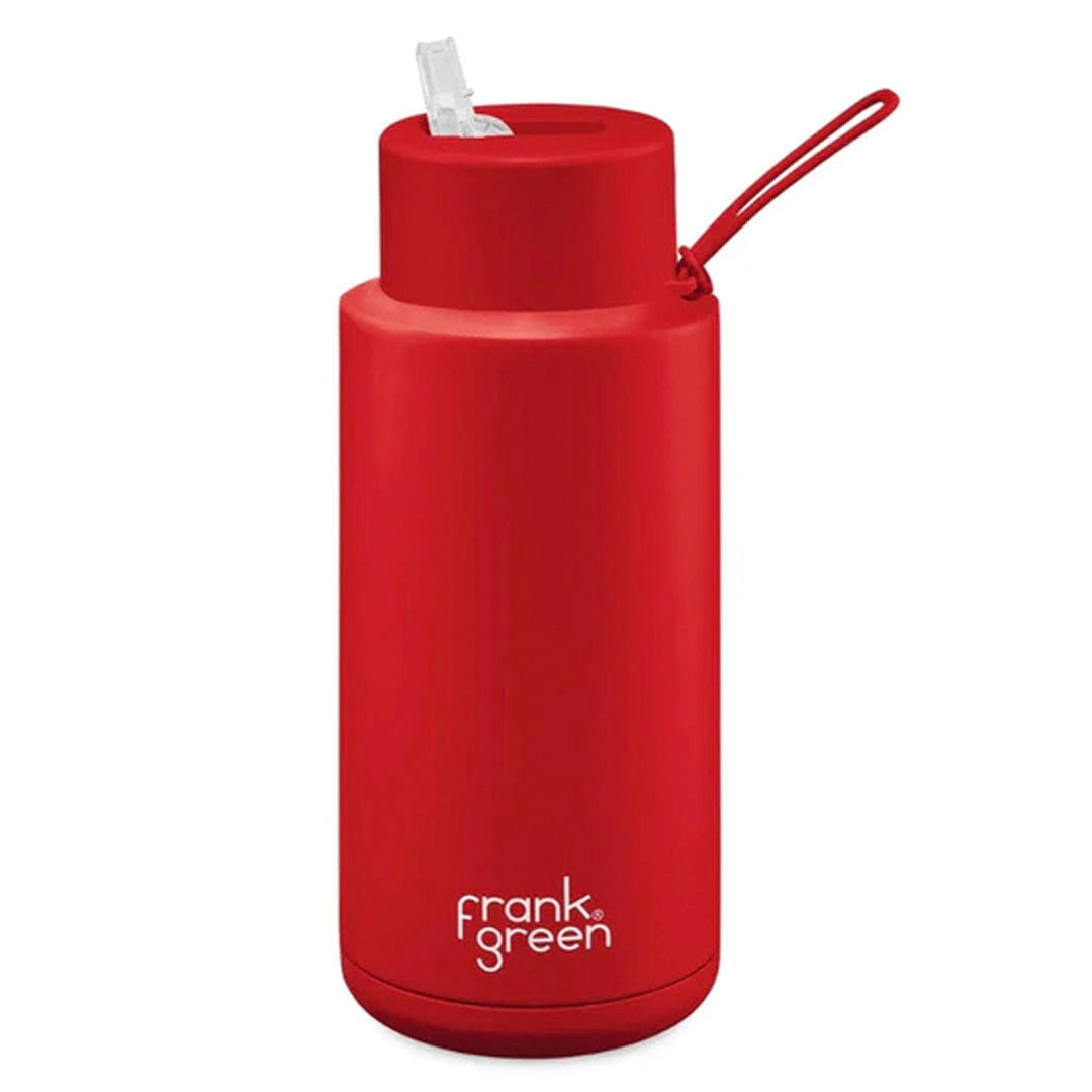 Frank Green Ceramic Reusable Bottle With Straw Lid (34oz / 1,000ml) - Atomic Red (Limited Edition)