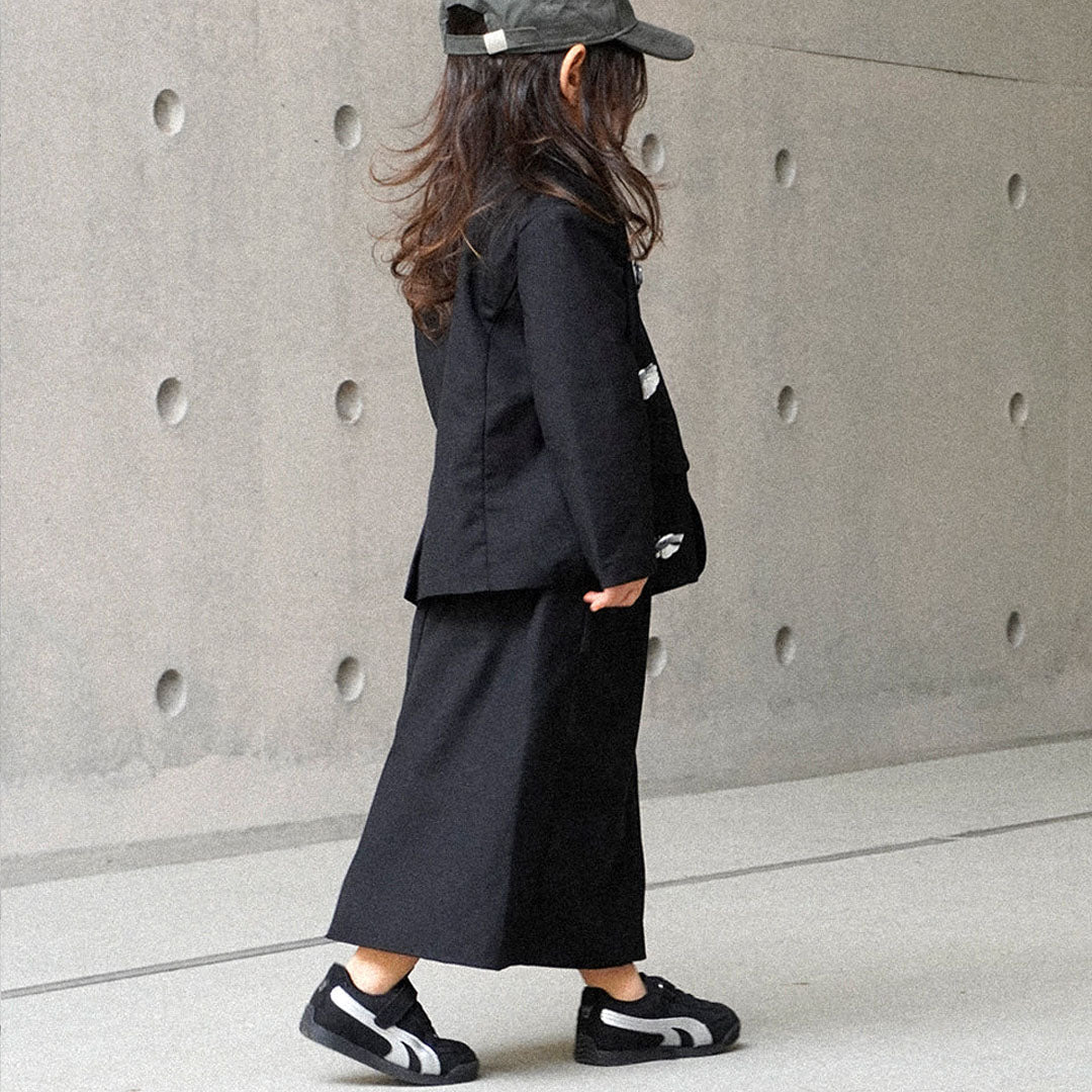 Blazer & Maxi Skirt Set (+ 5 Flower Pins) - Black