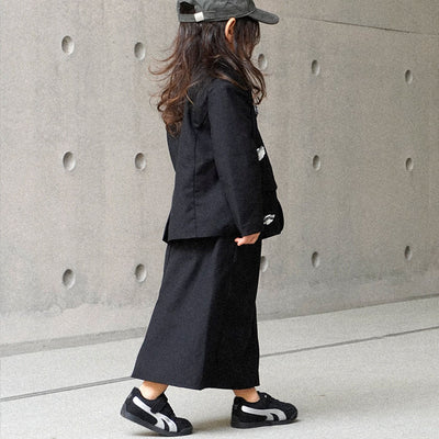 Blazer & Maxi Skirt Set (+ 5 Flower Pins) - Black