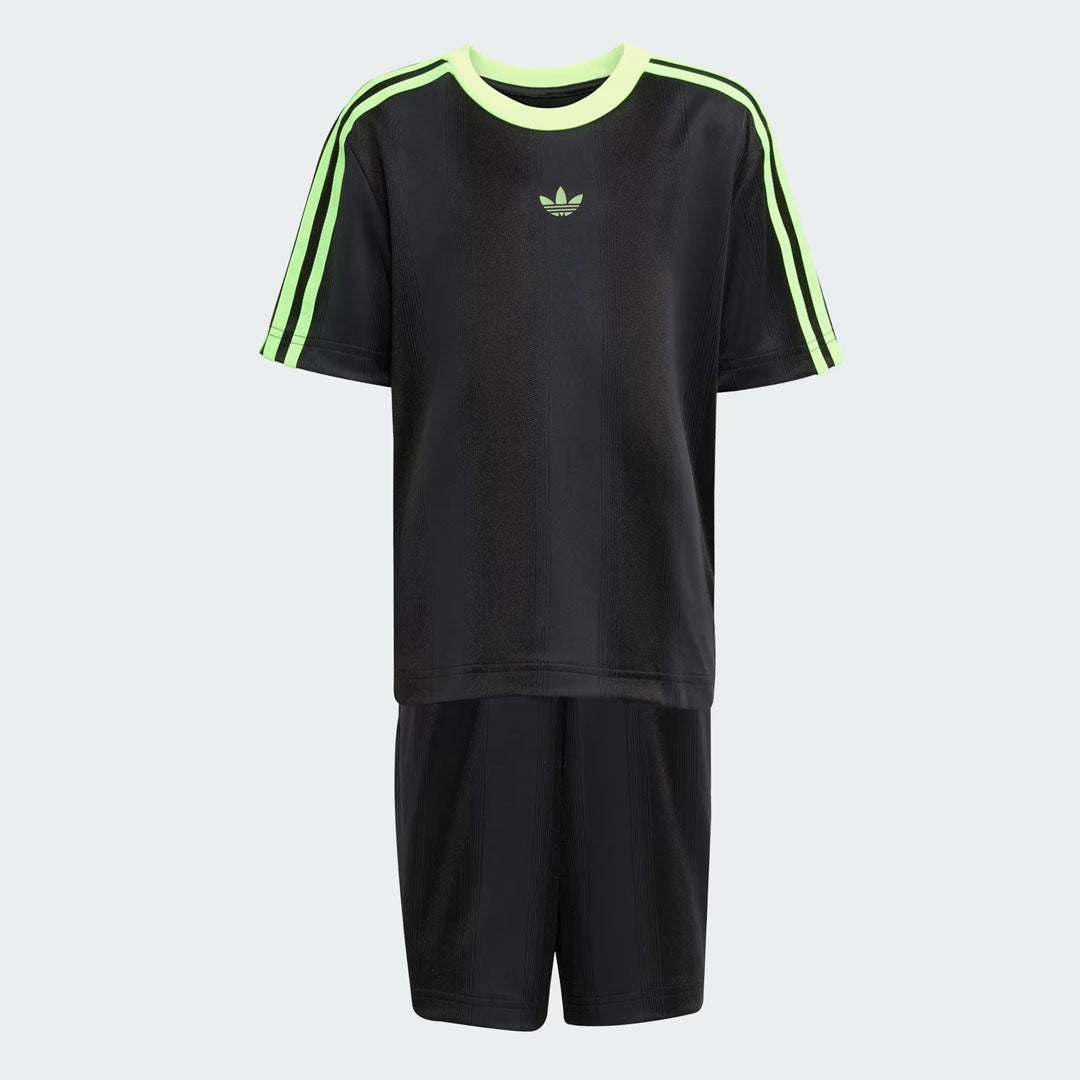 Kids Short & Tee Set - Black / Signal Green