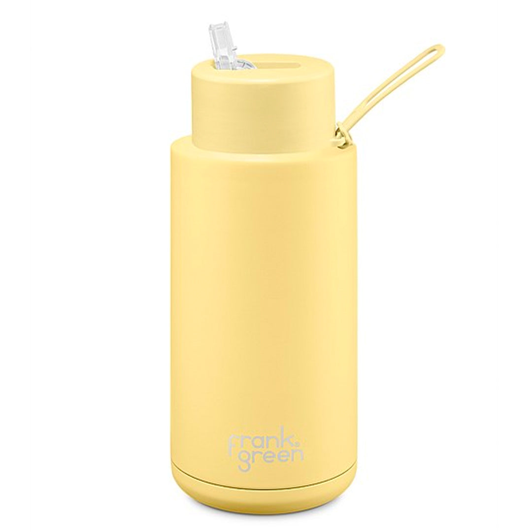 Frank Green Ceramic Reusable Bottle With Straw Lid (34oz / 1,000ml) - Butter
