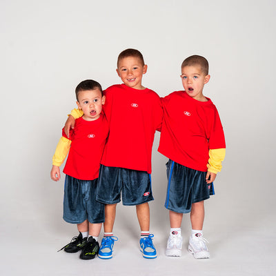 Winnie Double Layer Long Sleeve Tee - Red / Yellow
