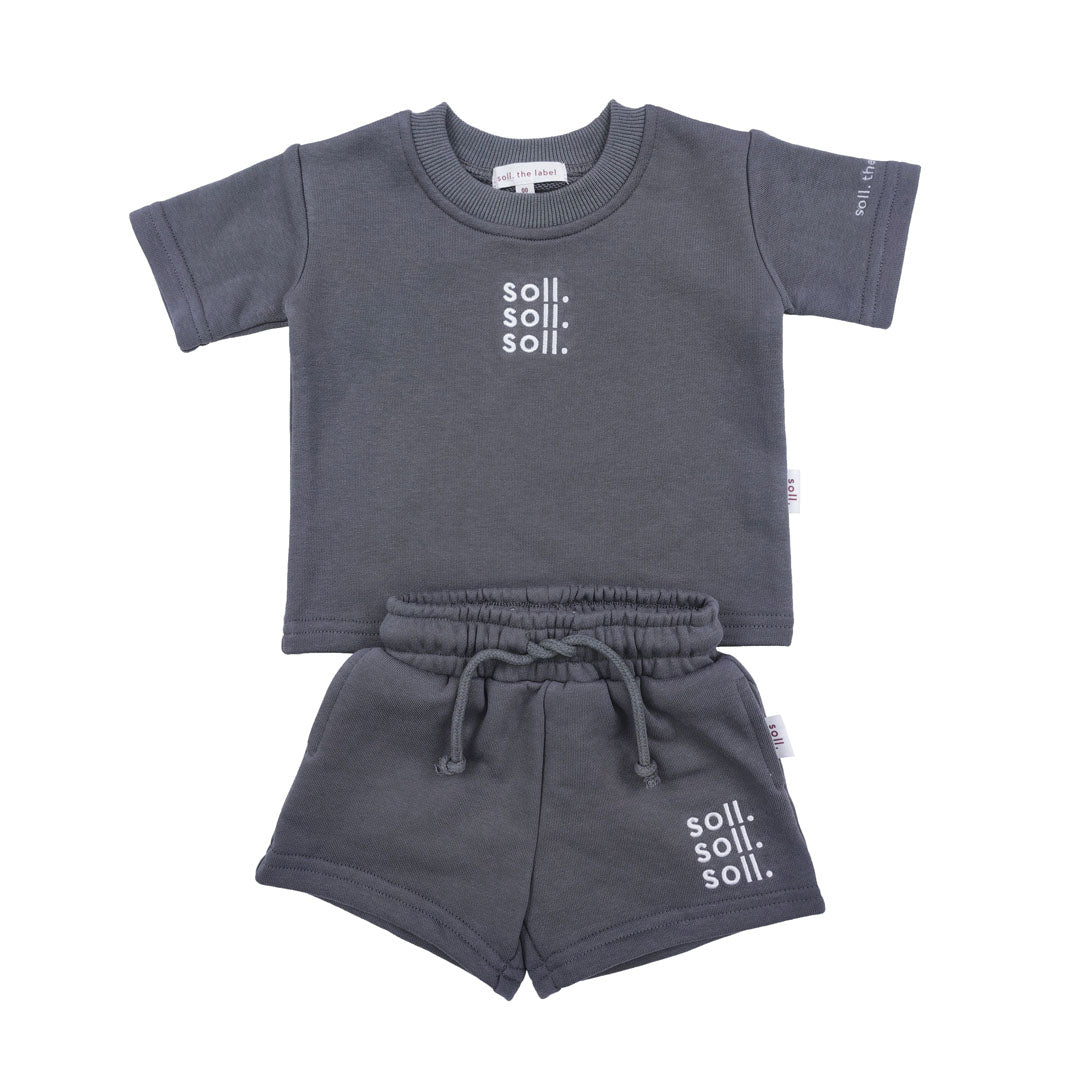 Kids French Terry Set - Charcoal