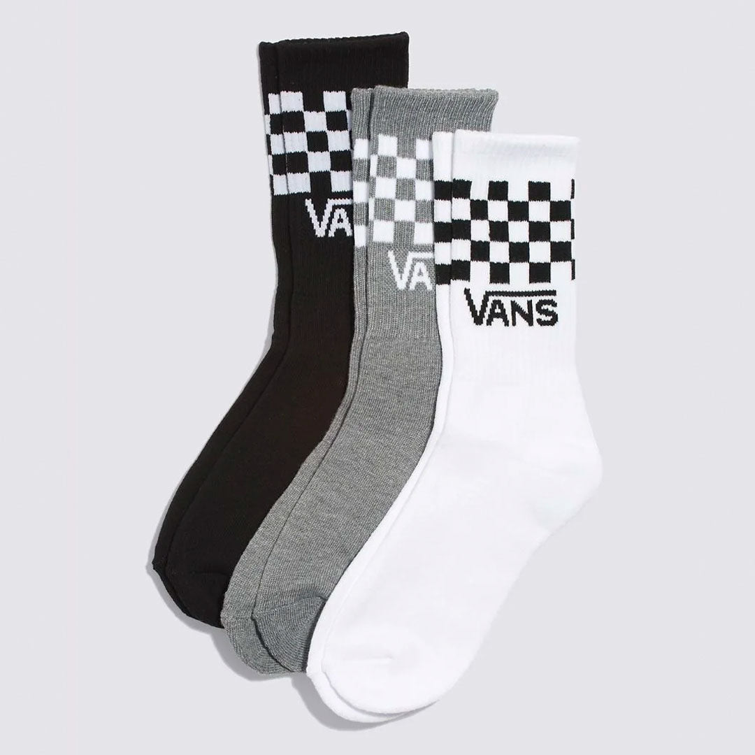 Vans Check Crew Sock 3 Pack - Black / Grey / White