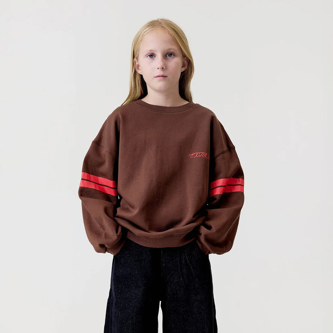 Varsity Stripe Crewneck - Chocolate