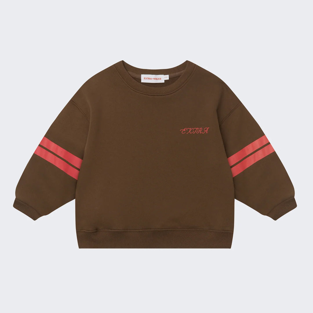 Varsity Stripe Crewneck - Chocolate