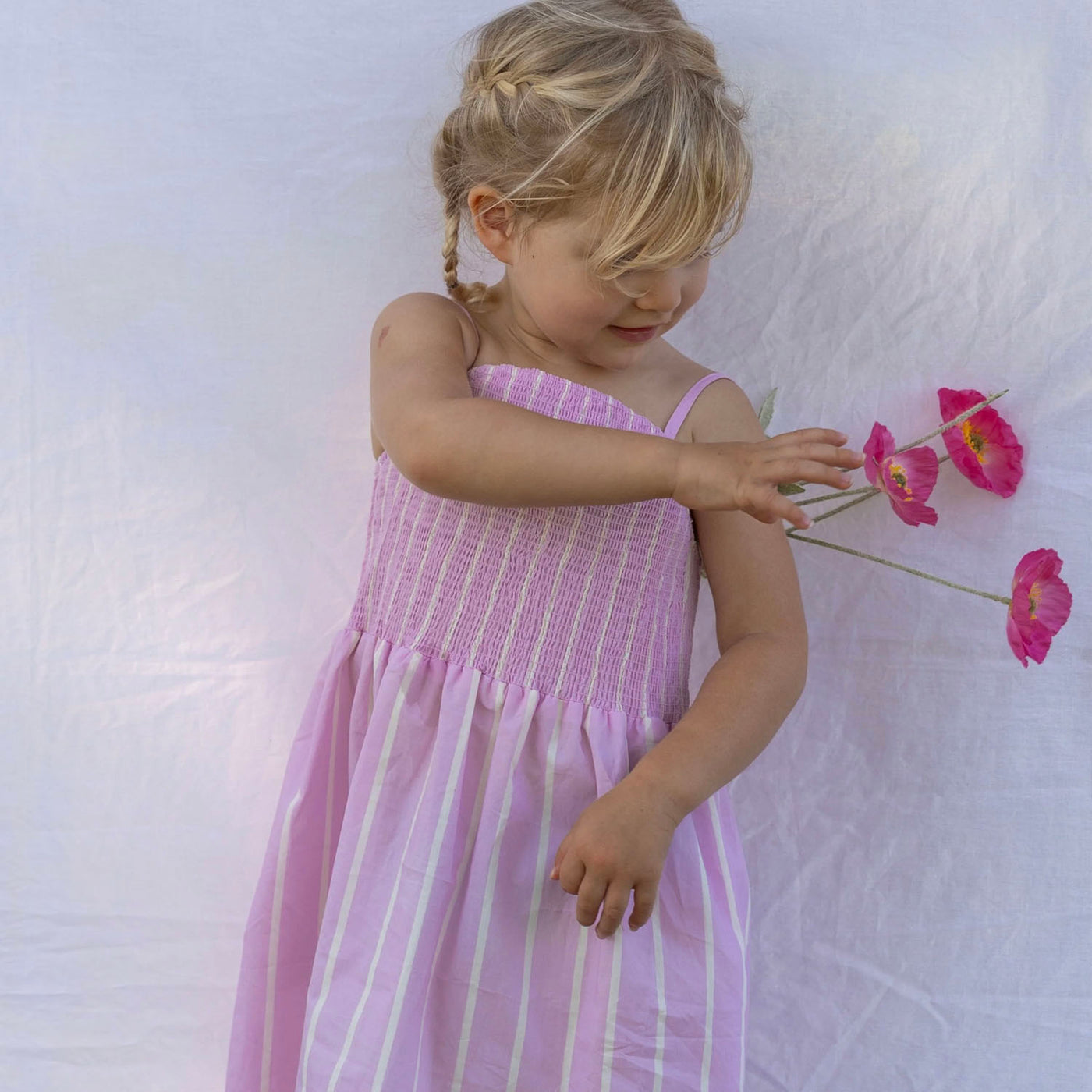 Cleo Stripe Dress - Cream / Purple