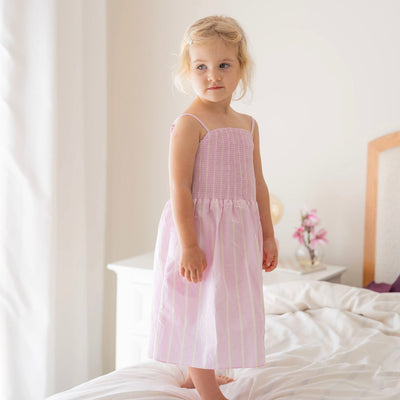 Cleo Stripe Dress - Cream / Purple