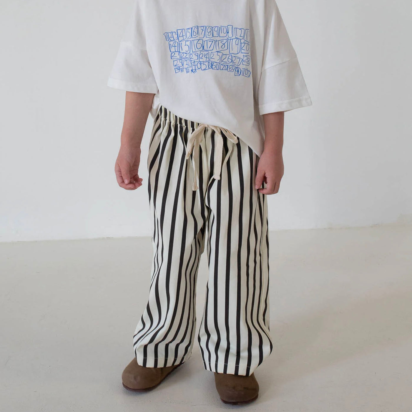 Blillie Stripe Cotton Pants - Cream / Cocoa Stripe