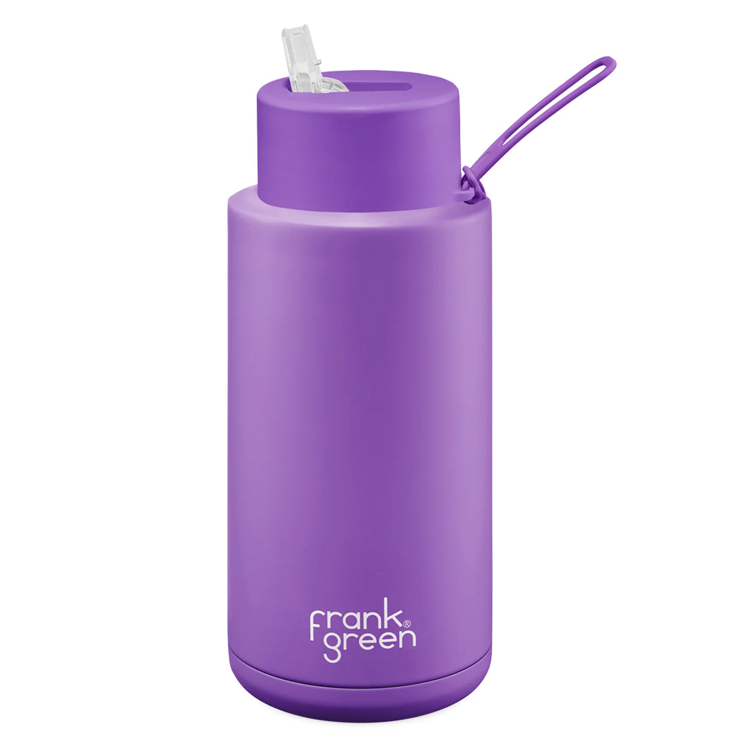 Frank Green Ceramic Reusable Bottle With Straw Lid (34oz / 1,000ml) - Cosmic Purple