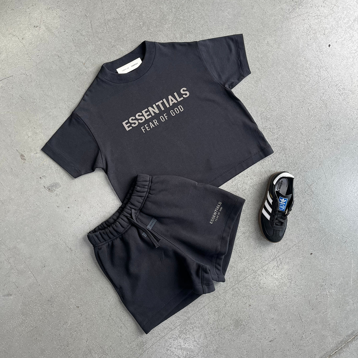 Essentials Fear Of God Short & Tee Set - Jet Black