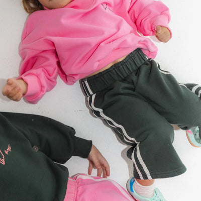 Side Stripe Sweat Pants - Forest Green