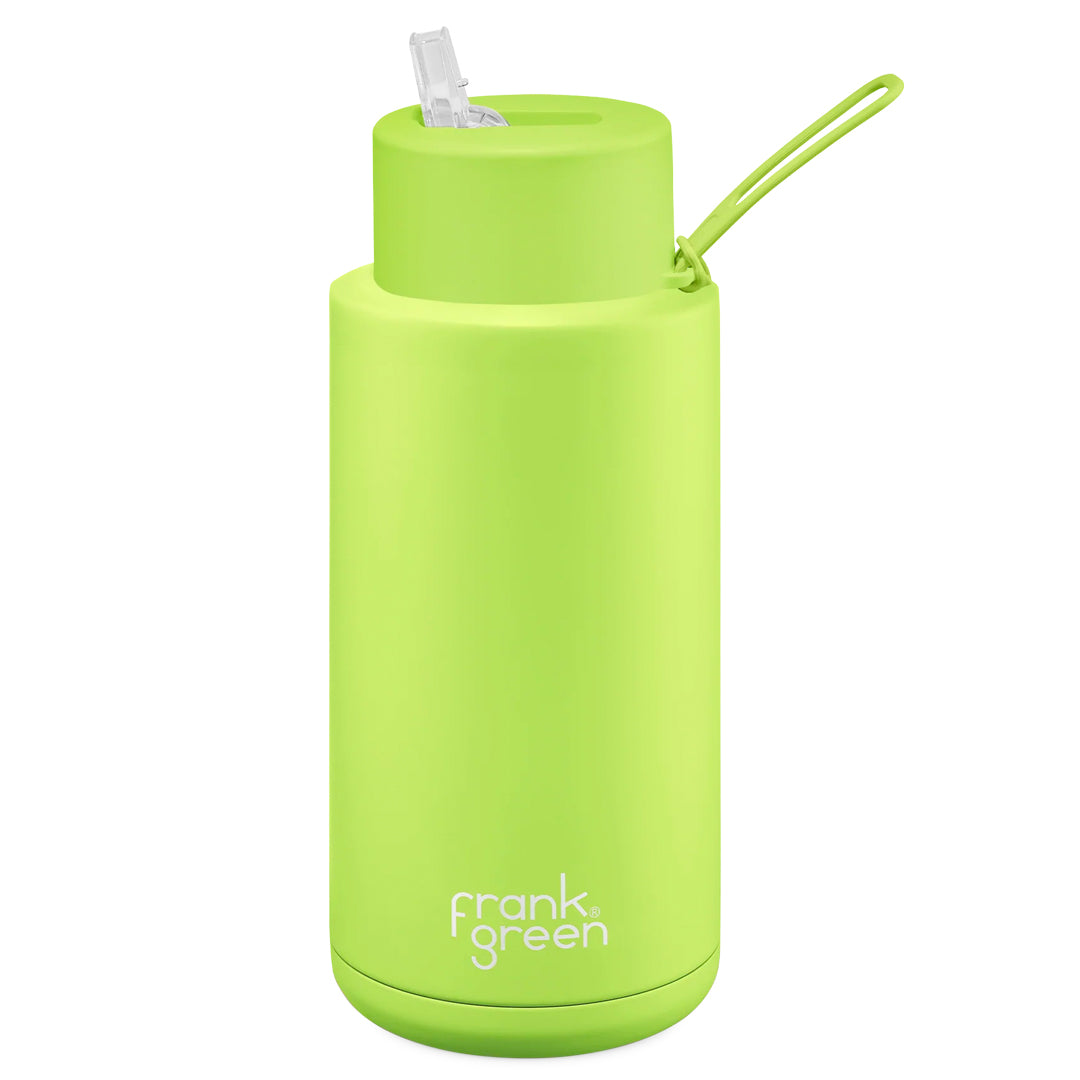 Frank Green Ceramic Reusable Bottle With Straw Lid (34oz / 1,000ml) - Pistachio Green