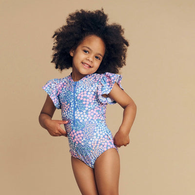 Garden Floral Frill Zip Swimsuit - Multi