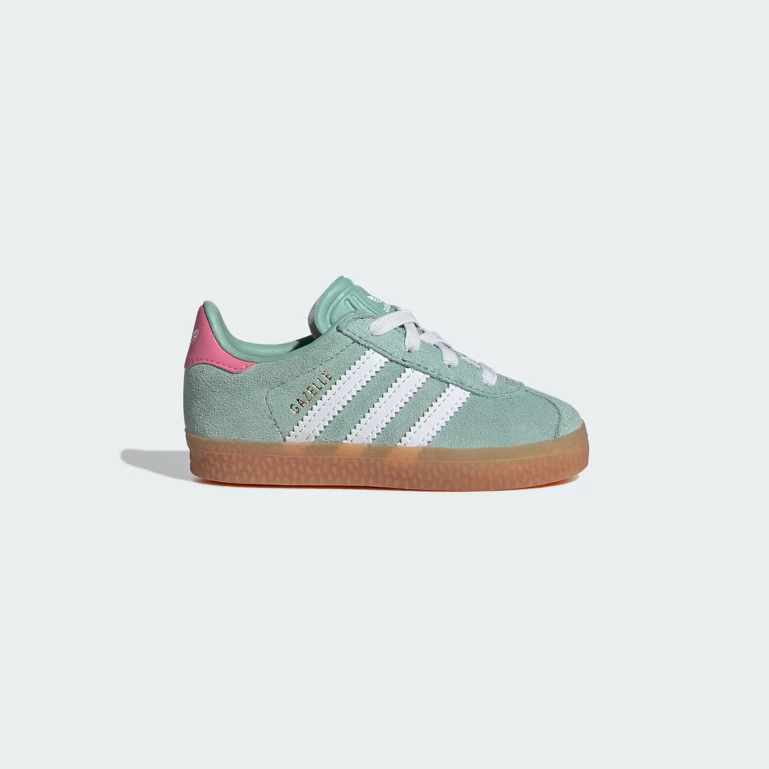 Toddler Gazelle Comfort Closure Elastic Lace - Hazy Green / Cloud White / Bliss Pink