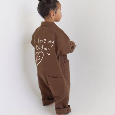 I Love My Daddy Boiler Suit - Brown