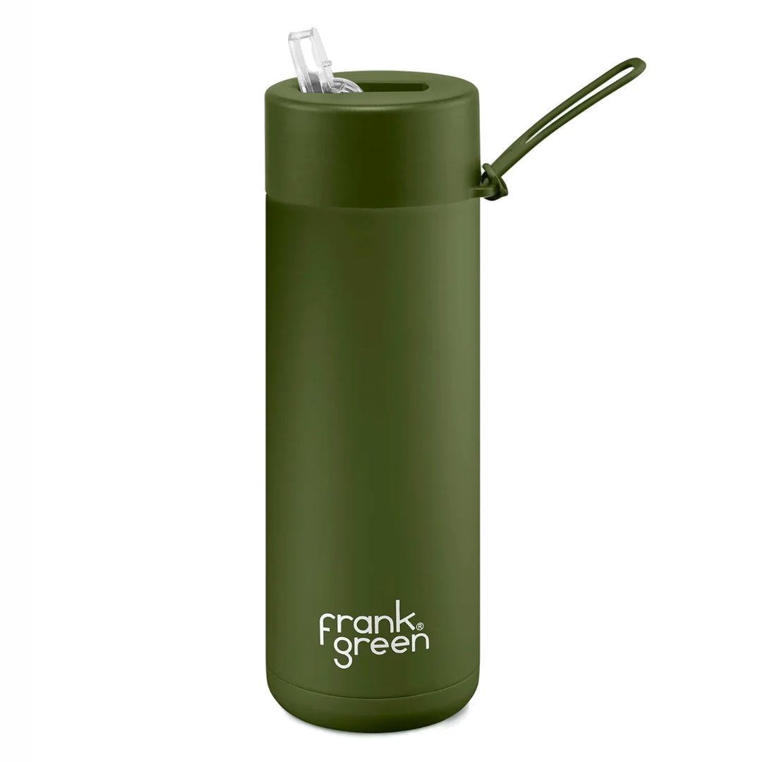 Frank Green Ceramic Reusable Bottle With Straw Lid (20oz / 595ml) - Khaki