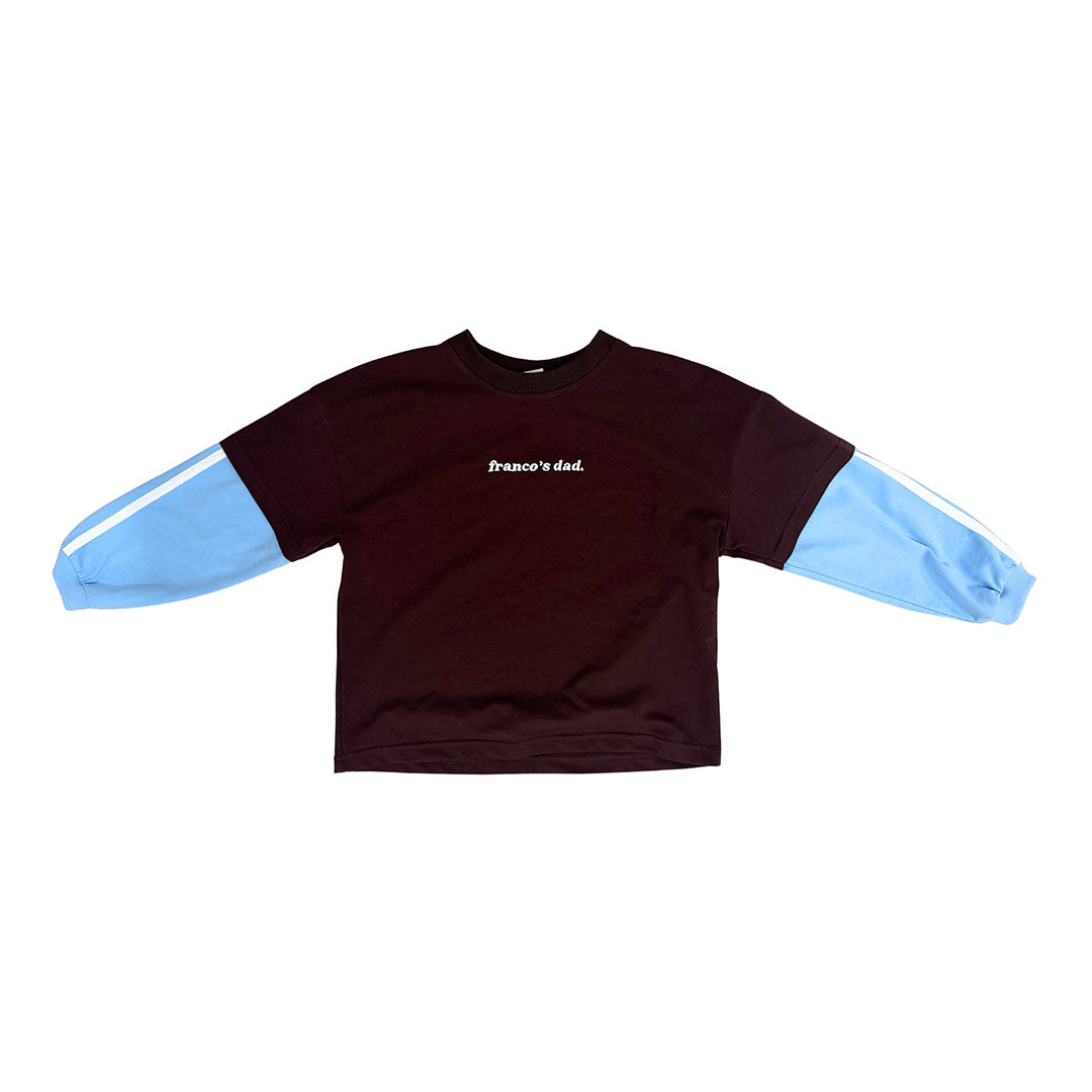 Lennie Double Layer Long Sleeve Tee - Brown / White / Blue
