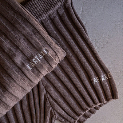 Knitted Crewneck & Short Set - Light Brown