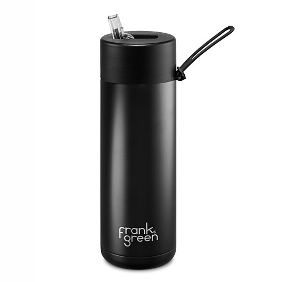 Frank Green Ceramic Reusable Bottle With Straw Lid (20oz / 595ml) - Black