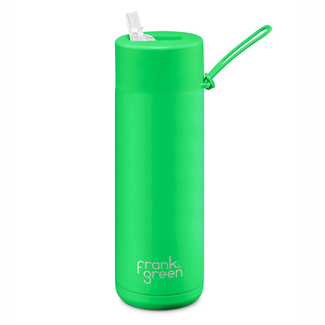 Frank Green Ceramic Reusable Bottle With Straw Lid (20oz / 595ml) - Neon Green