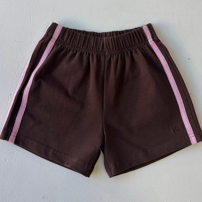 Stripe Racer Short - Chocolate / Pink