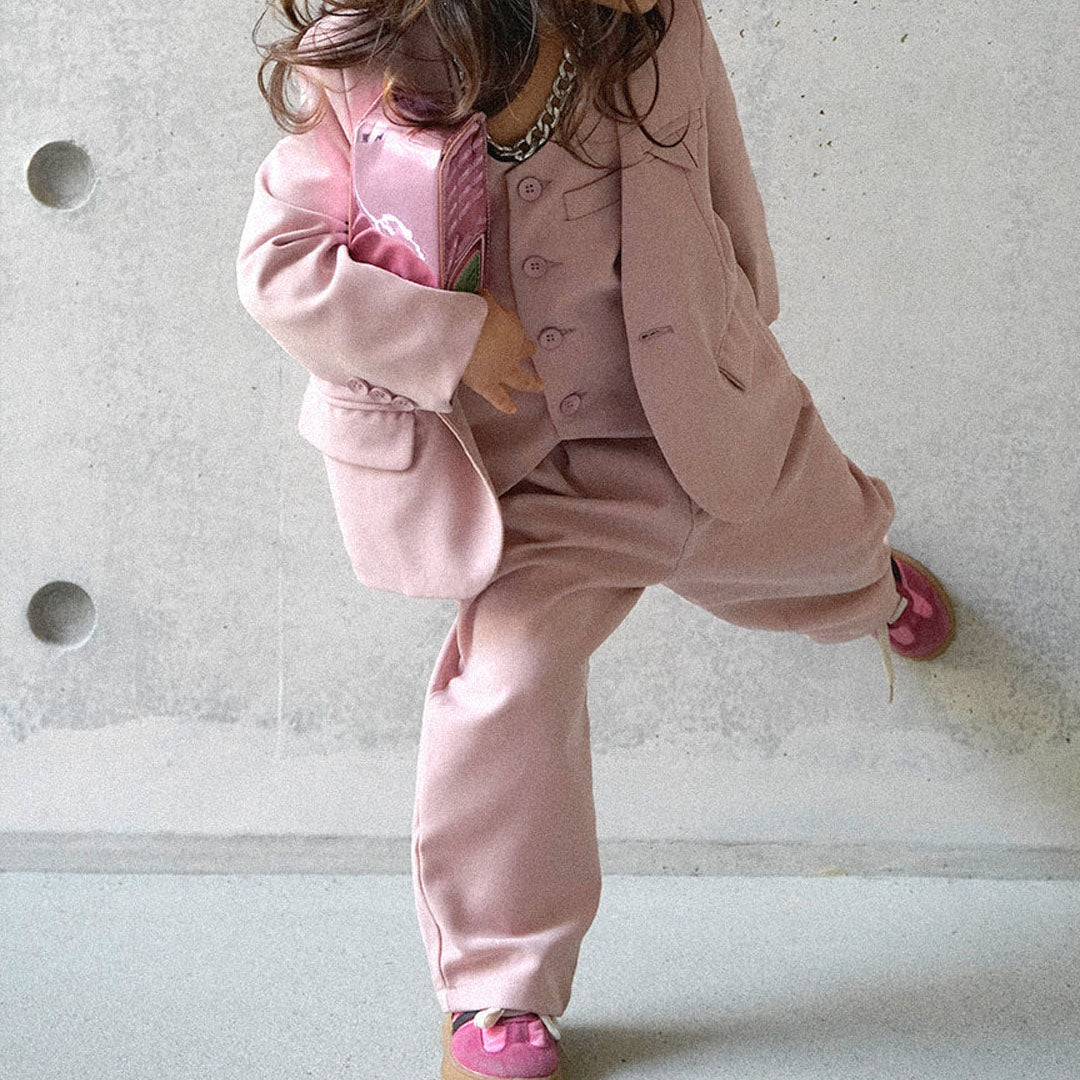 Oversized Suit & Vest Set - Pink