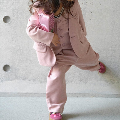 Oversized Suit & Vest Set - Pink
