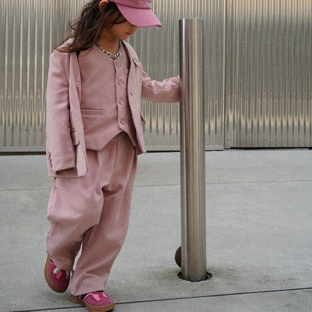 Oversized Suit & Vest Set - Pink