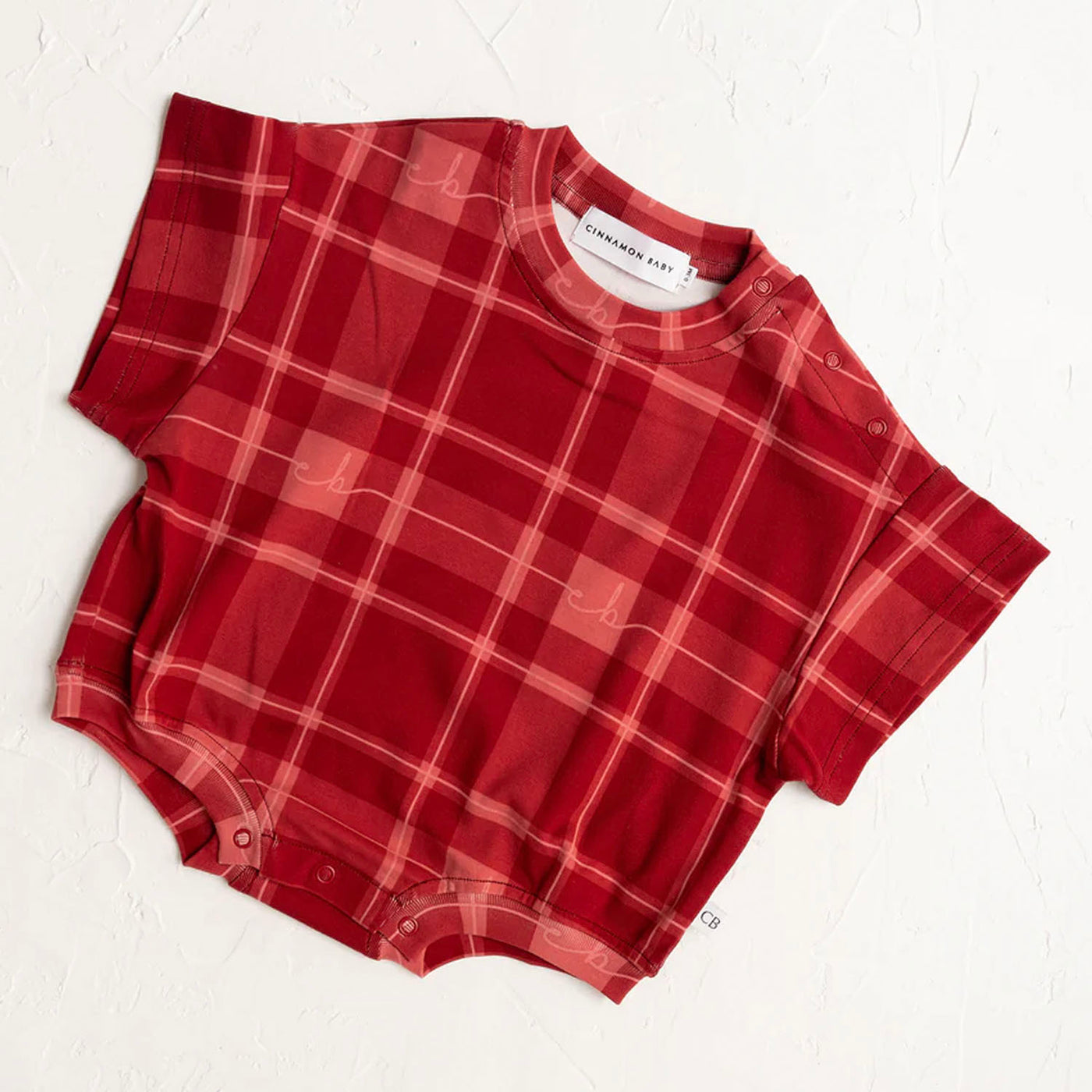 Pre Order Plaid T-Shirt Romper - Red
