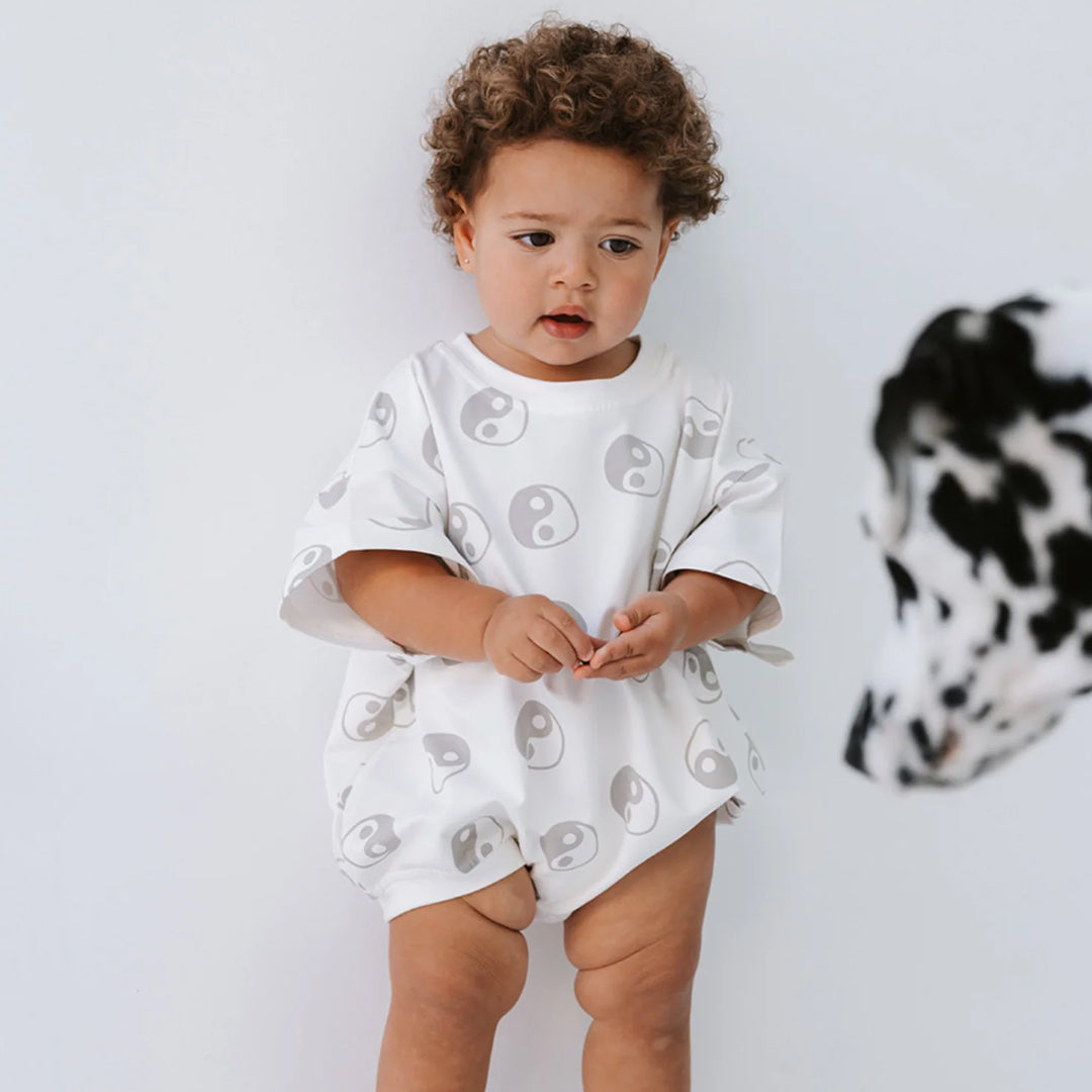 Ying Yang T-Shirt Romper - Latte