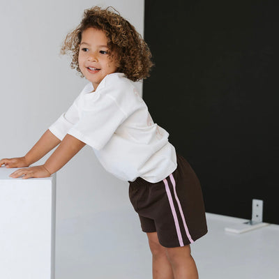 Stripe Racer Short - Chocolate / Pink