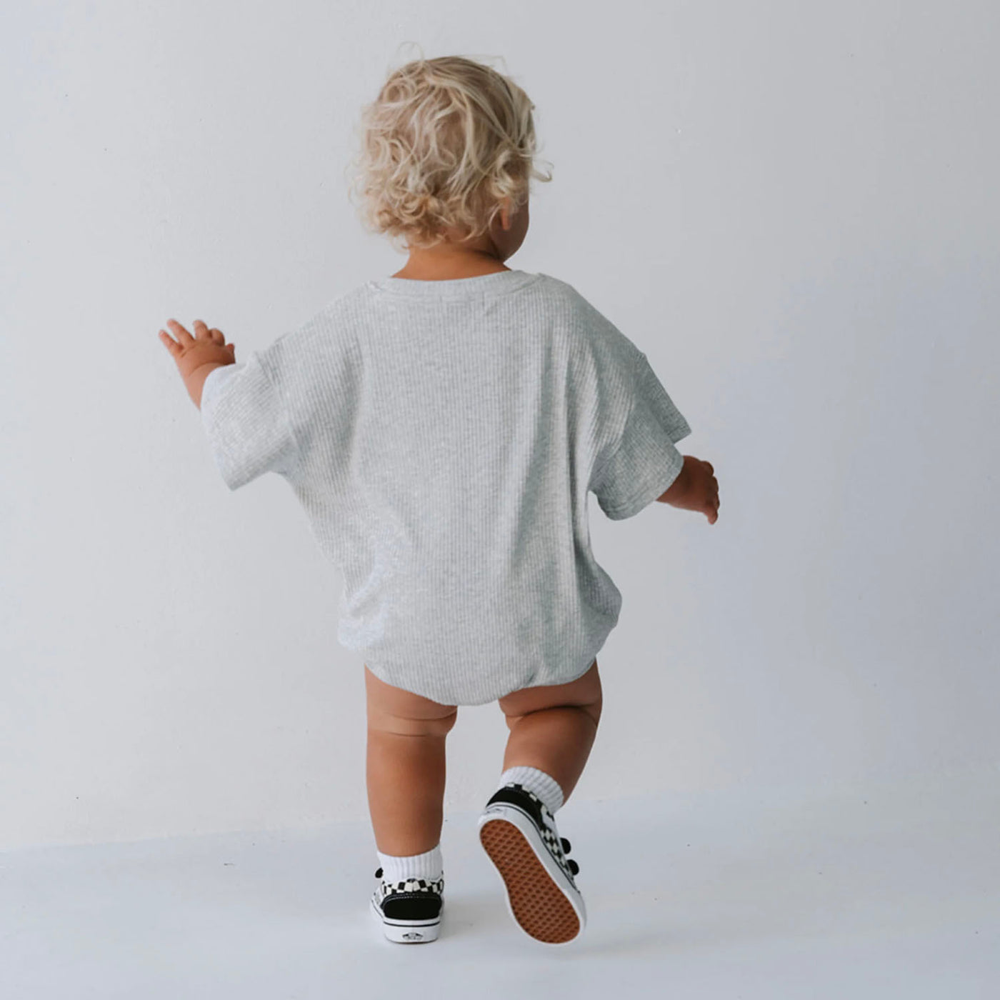 Rib T-Shirt Romper - Grey