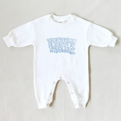 Parker Numbers Relaxed Romper - White / Blue