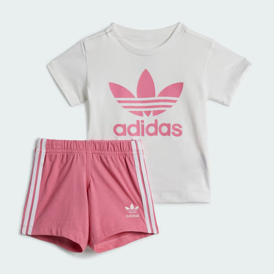 Adidas Shorts Tee Set - Rose Tone / White