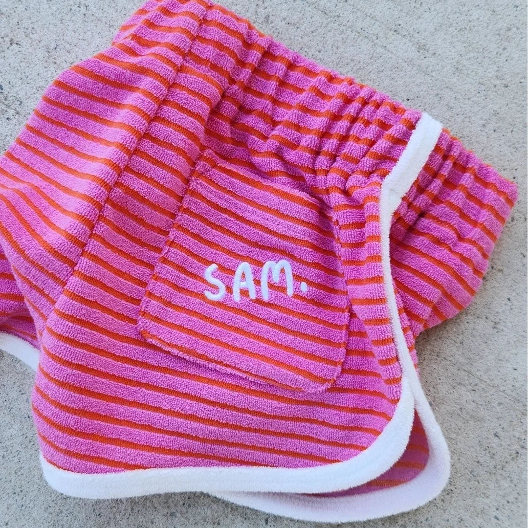 Stripe Terry Shorts - Red / Pink