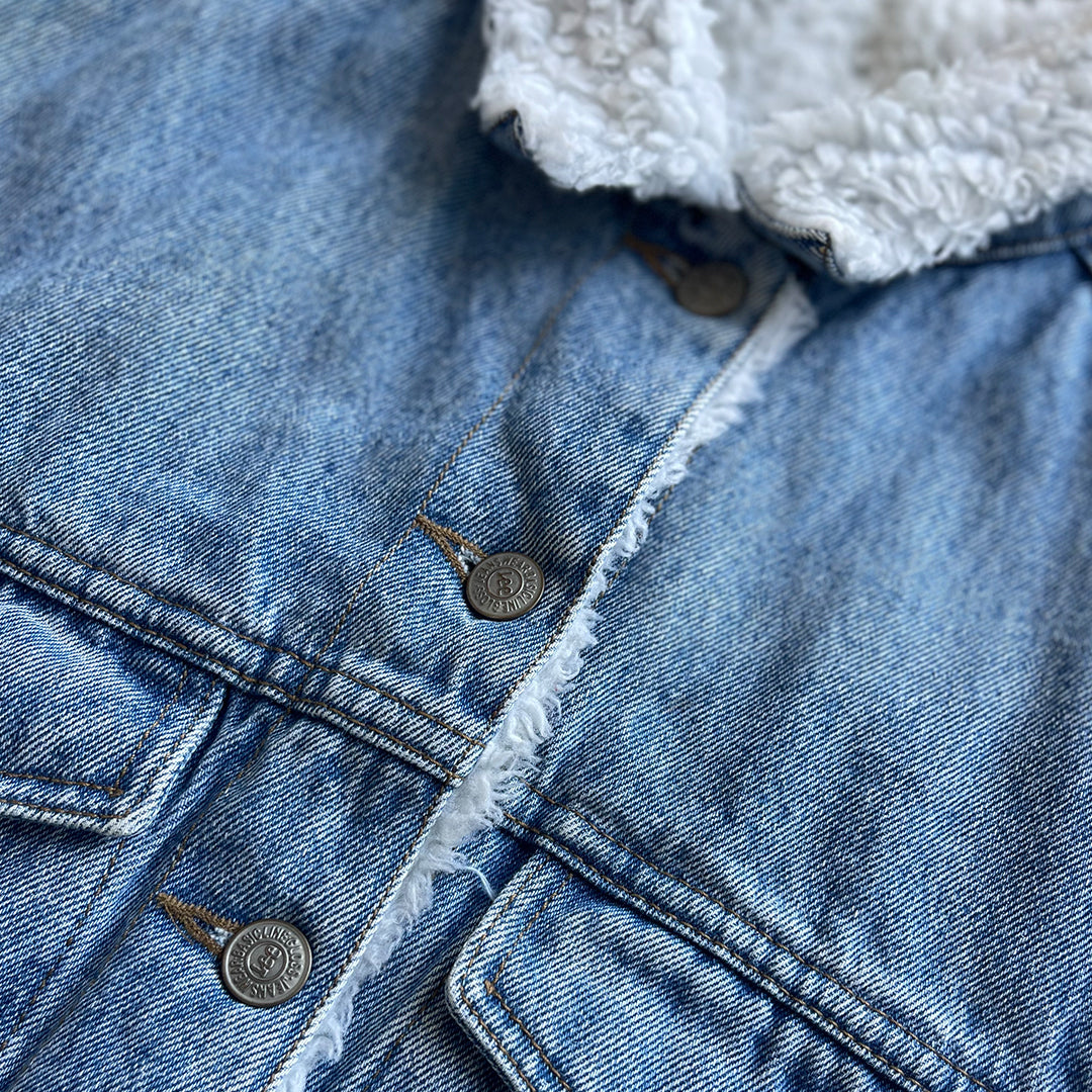 Vintage Lee Denim Shearing Jacket - Washed Blue
