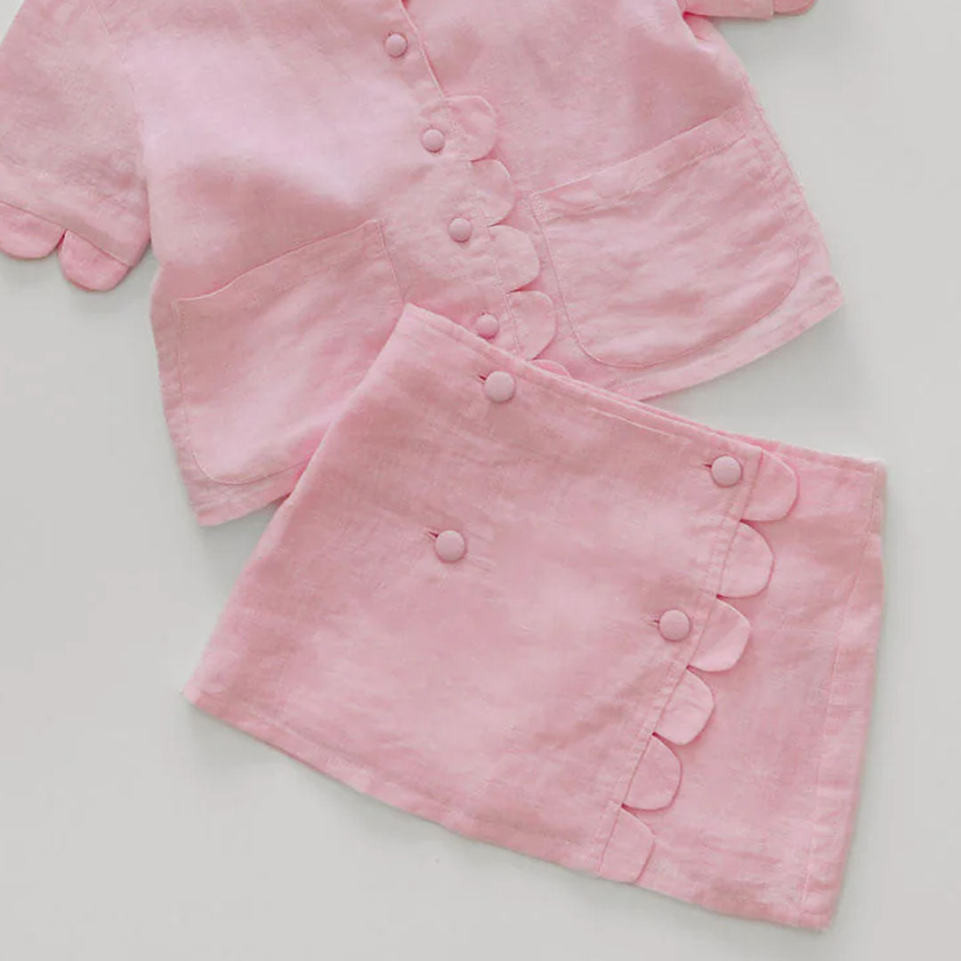 The Luna Linen Skirt - Pink