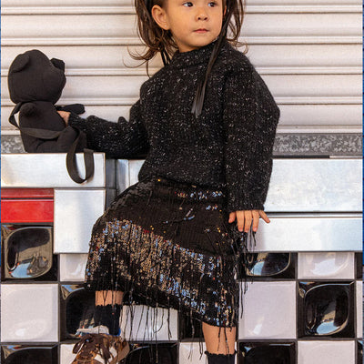 Maxi Sequin Skirt - Black