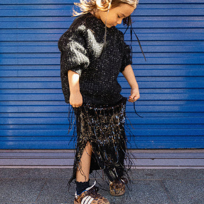 Maxi Sequin Skirt - Black