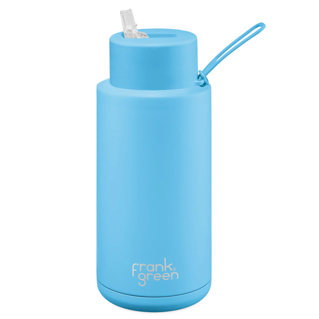 Frank Green Ceramic Reusable Bottle With Straw Lid (34oz / 1,000ml) - Sky Blue