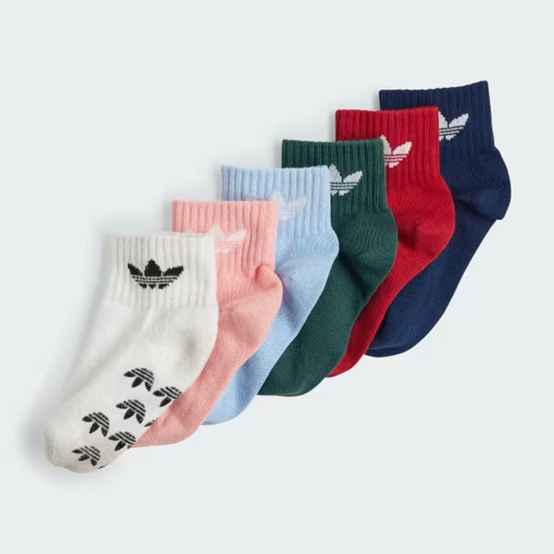 Kids Ankle Socks (6 Pairs) - Clear Sky / Night Indigo / Semi Pink Spark / Team Victory Red