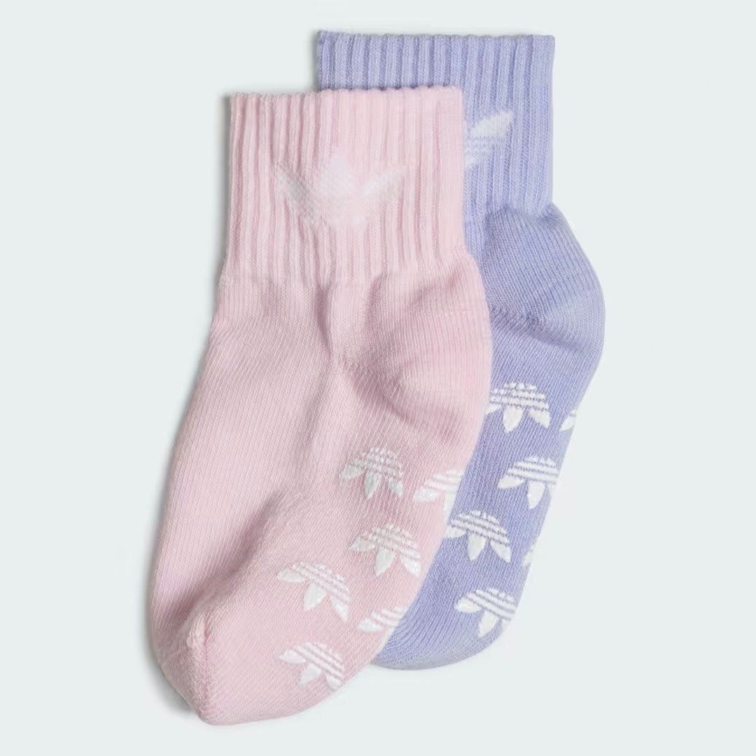 Kids Anti-Slip Socks (2 Pairs) - Violet Tone / Clear Pink