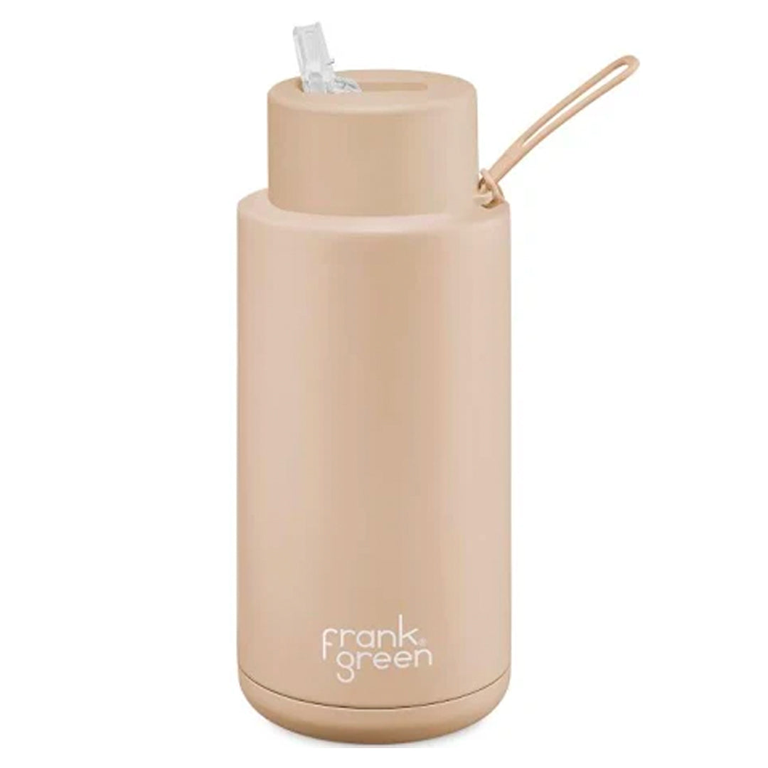 Frank Green Ceramic Reusable Bottle With Straw Lid (34oz / 1,000ml) - Soft Stone