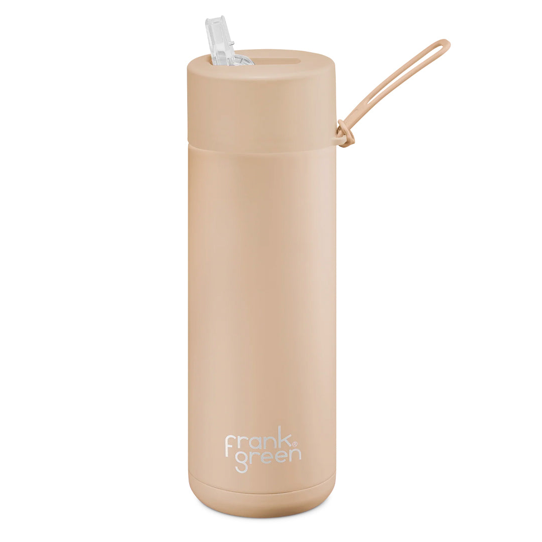 Frank Green Ceramic Reusable Bottle With Straw Lid (20oz / 595ml) - Soft Stone