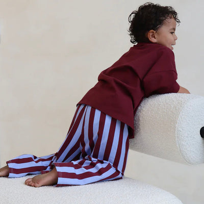 Stripe Pant - Burgundy / Light Blue